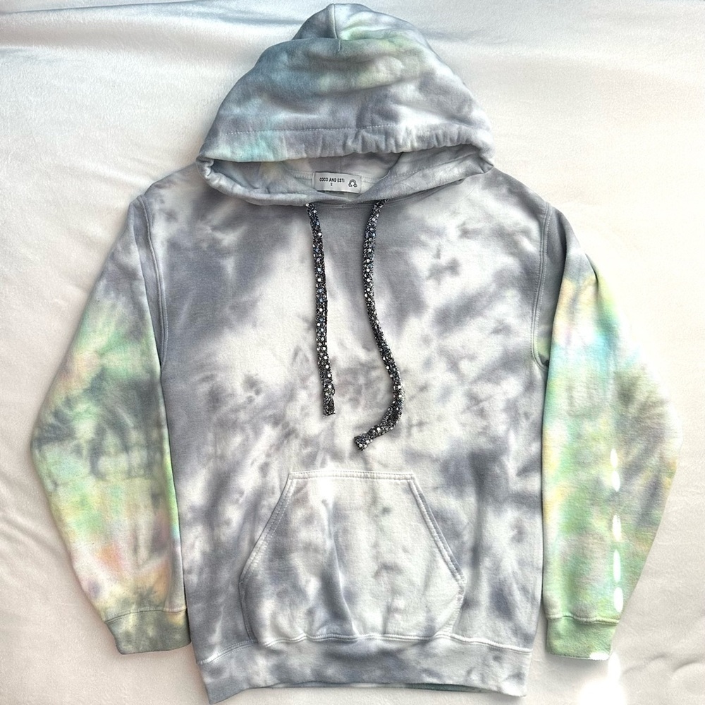 Coco and Esti Tie Dye Midnight Glam Hooded Sweatshirt Hoodie Women’s S